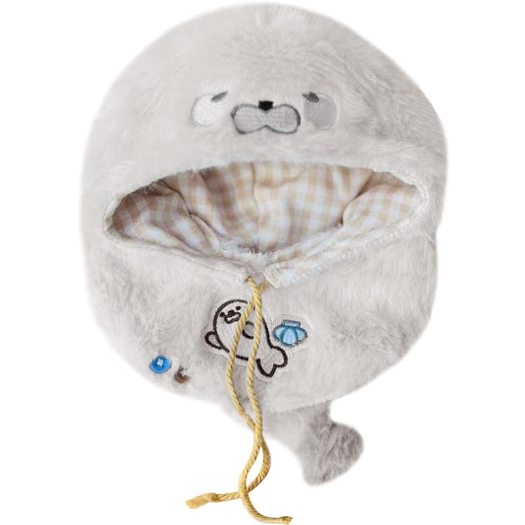 YUYAKESHI Bomullsdukkeklær Dyredukkeklær Klesskift Jakke Hatt med ører for kosedyr Kigurumi Søt dyr Fluffy kappe (Sel,