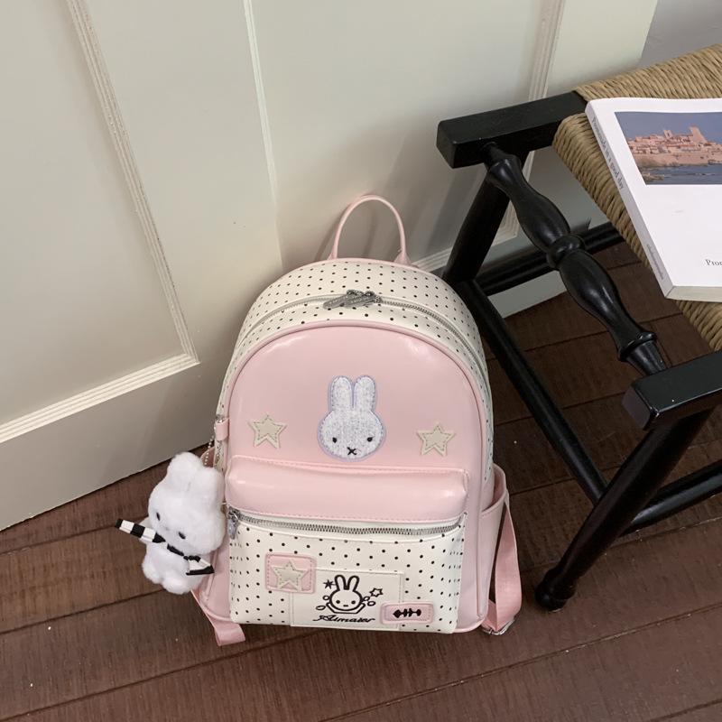Schoolbag Cute Polka Dot Miffy Rabbit Backpack 1011 New High Value Fashion Versatile Casual Class Commuter Backpack