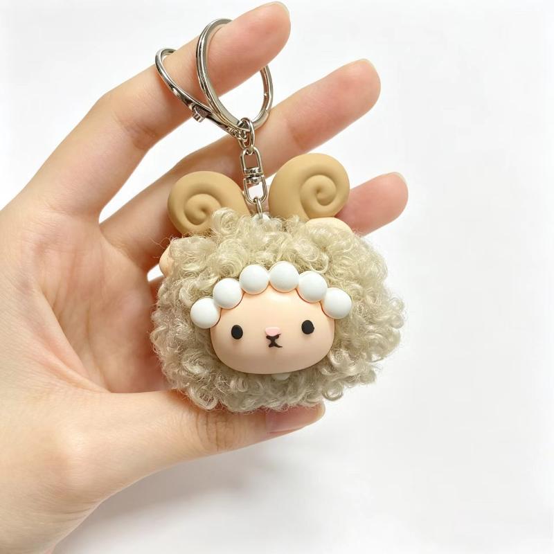 Soft Fluffy Curly Sheep Plush Keychain Mini Stuffed Lamb Pendant Durable Bag Accessory for Travel Luggage Decor Small Gifts