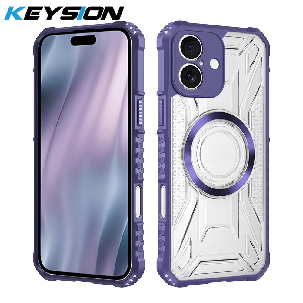 KEYSION Transparent Magnetic Case for iPhone 17 Pro Max Soft Silicone+PC Heavy Duty Shockproof Phone Cover for iPhone 17 17 Air