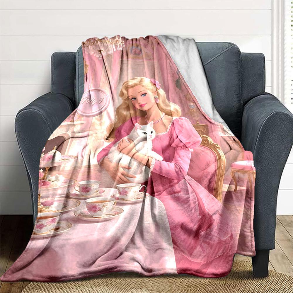 1pc Tea Party Flannel Blanket Soft Warm Throw for Home, Office, Travel, All-Season Cozy Bedding GiftL1035