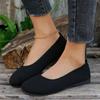 Foreign trade large size spring new low-heeled round head foot cover shallow mouth mother shoes women's knitted versatile casual soft-soled single 