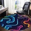1pc Neon Electronic cyber Office Round Area Rug, Indoor Mat Suitable For Office, Under Office Chairs Bedroom Living Room Home Decor, Room Deco