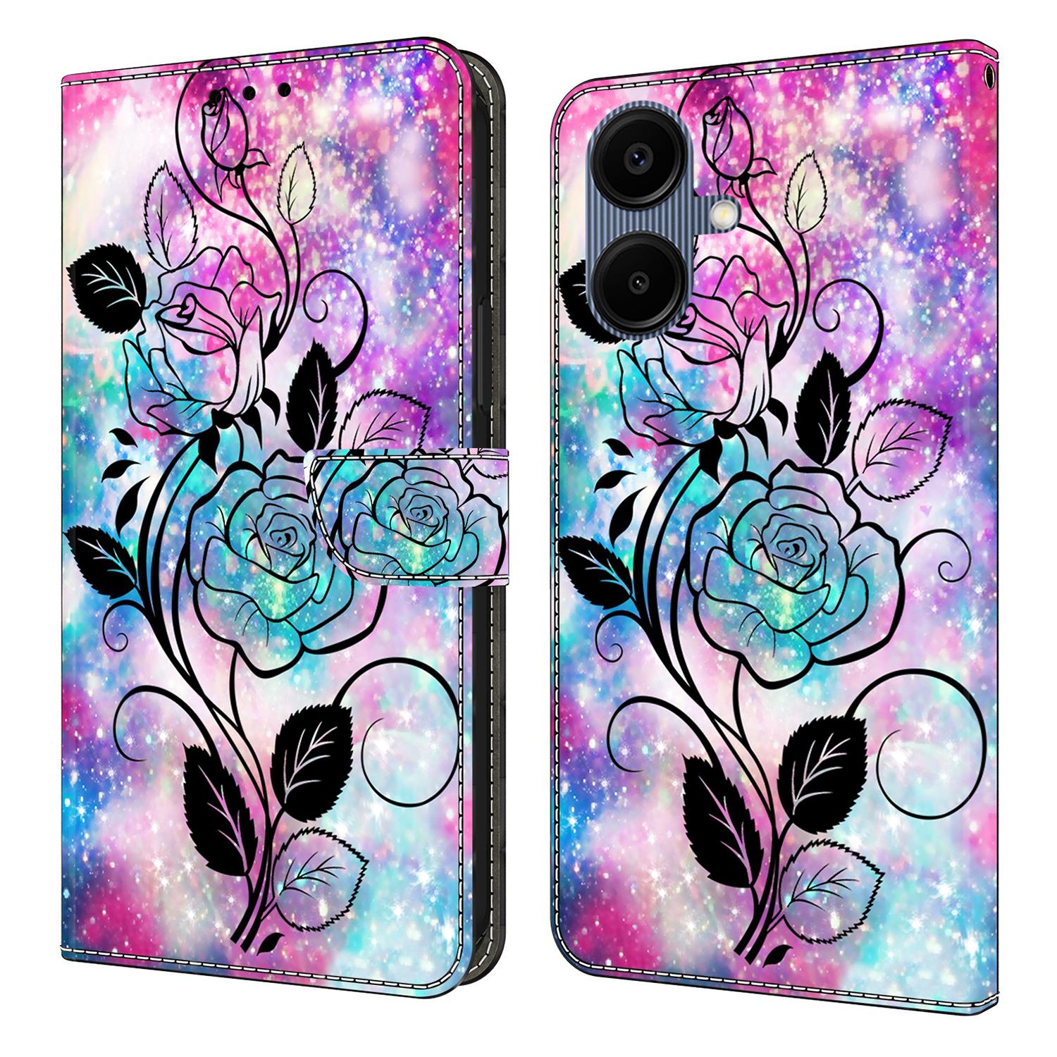 

For Samsung Galaxy A06 4G Wallet Case Pattern Printing PU Leather Flip Stand Phone Cover Pen Drawing Rose