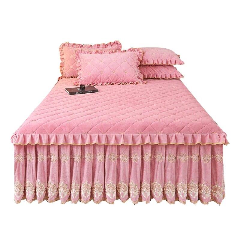 

Роскошное покрывало AI WINSURE European Queen размера King Size, бархатная юбка с вышивкой, толстая мягкая простыня с 2 наволочками 150x200cm 59x79inch