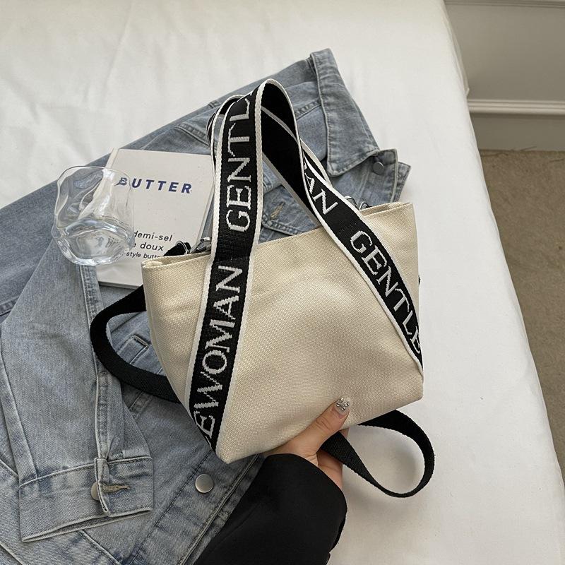 Casual alphabet canvas bag women's 2025 summer new shoulder bag trendy versatile student class tote bag