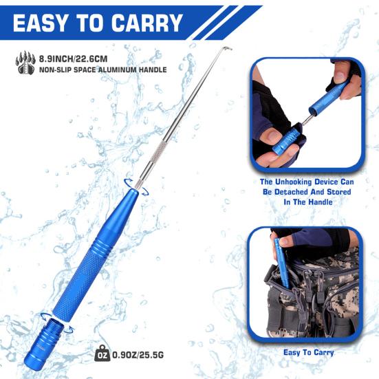 Magnetic Bottom Spiral Design Hook Retractor Anti-skid Handle Tube Storage Detachable Stainless Steel Fish Hook Remover Fishing Equipment