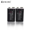 Palo 9v 6F22 Lithium Rechargeable Battery 600mAh li-ion Batteries With Usb Charger