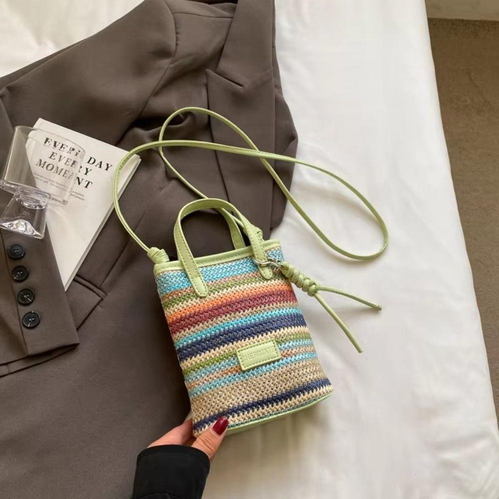 Summer Weave Crossbody Bags Beach Women Handbags New Striped Straw Bag  Purses
