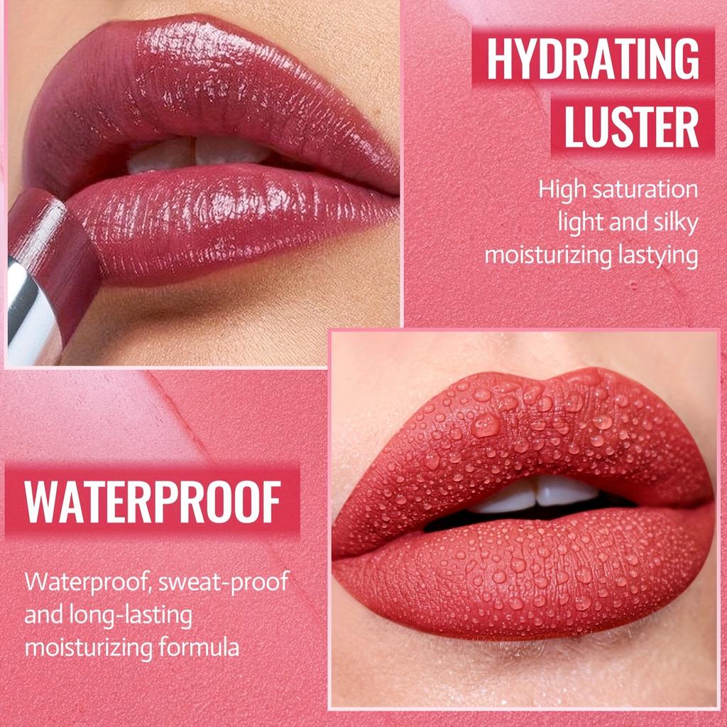Nourishing Lipstick Waterproof Lip Gloss Sweat-Resistant, Long-Lasting Moisturization, Rich Color Payoff for Full, Lustrous Lips