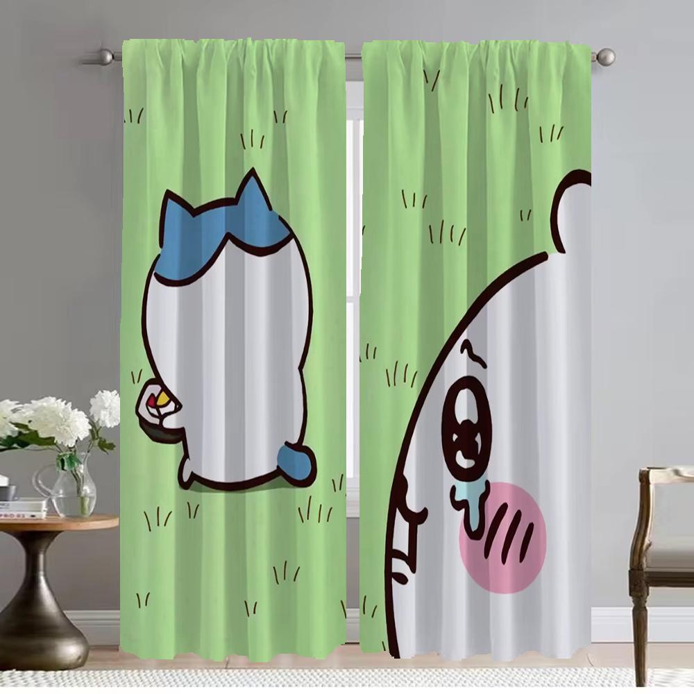 Kitchen Curtains 2 Pieces Chiikawaes Blackout Curtain for Room 2 Panel Shades Home Interior Curtains Halloween Decoration Living