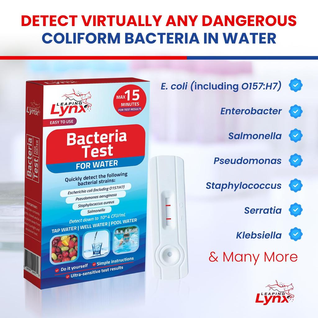 Leaping Lynx Coliform Water Test Kit for Drinking Detects and More Detects Coliforms In Well Pool and Drinking Water In Minutes Water, E. Coli,