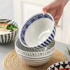 Geometric Lines Ceramic Bowl Noodle Bowl Household Salad Bowl Microwave Oven Creative Kitchen Tableware