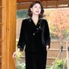 YUZHAOLIN Women's New Chinese Style Golden Velvet Two-Piece Set