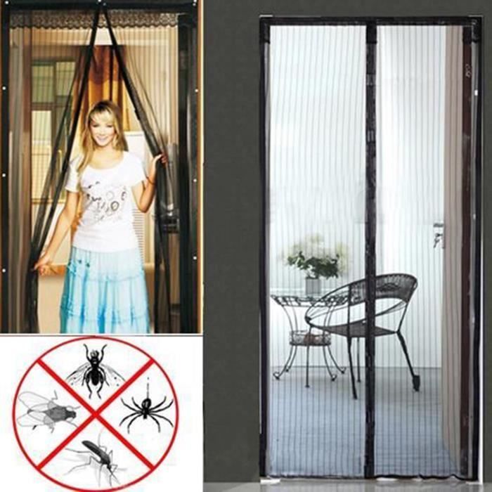 Moustiquaire - Magique - 90cm x 210cm - Noir - Fixation Magnétique - 9 Aimants