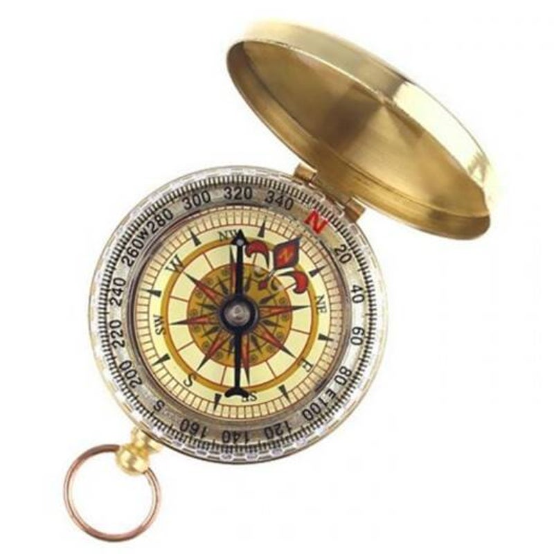 Compasses Deluxe Outdoor Compass Keychain For Hiking Camping Gold