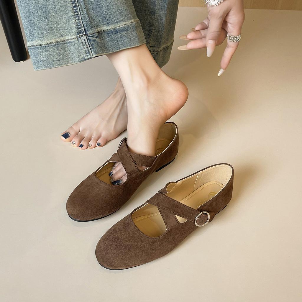 Weiwei Girl 9577-1 French Cross Buckle Mary Jane Shoes Women's 2025 New Ballet Flat Shoes