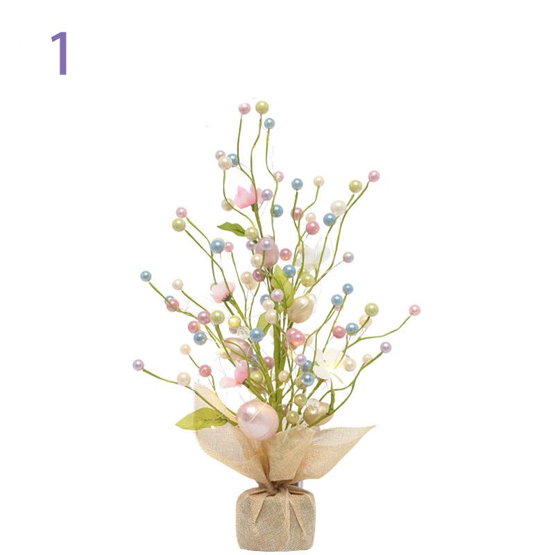 45cm Easter Egg Tree Branch with LED Lights Decora Colorful Painting Desktop Eggs DIYEgg Artificial Flower for 2025 Easter Party