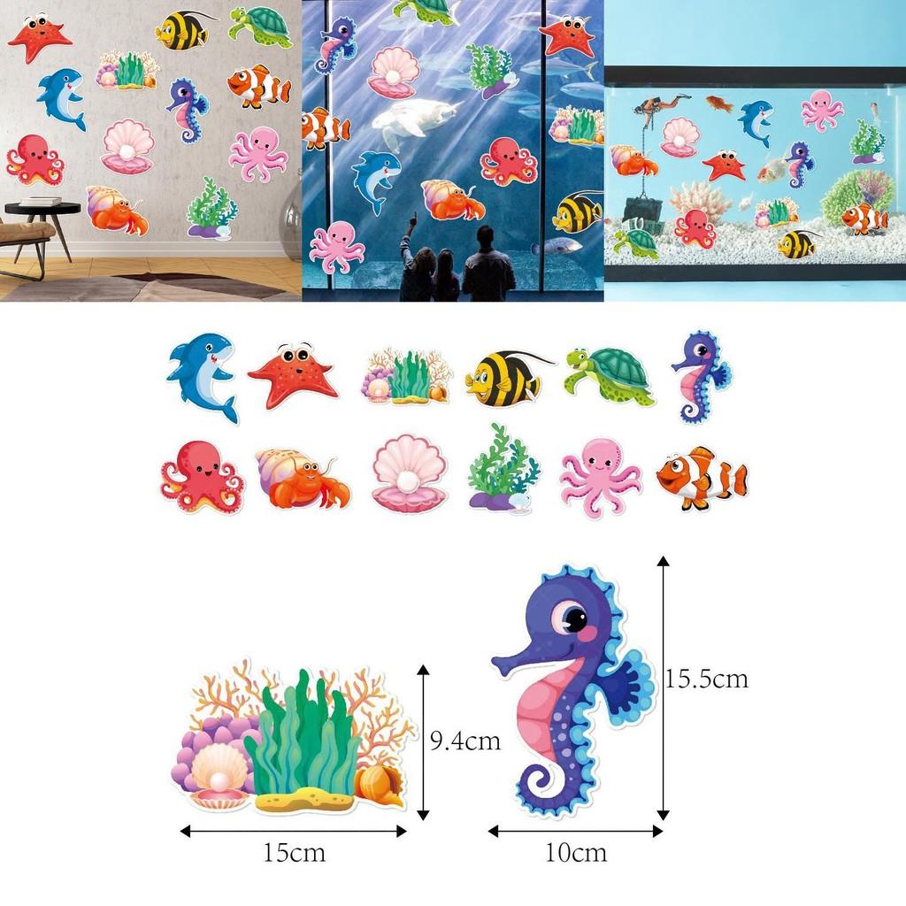 Stickers Muraux d'Anniversaire Thème Océan Pour Décoration de Fête d'Enfants Avec Créatures Marines Étoiles de Mer Tortues Pour Célébration d'Enfants