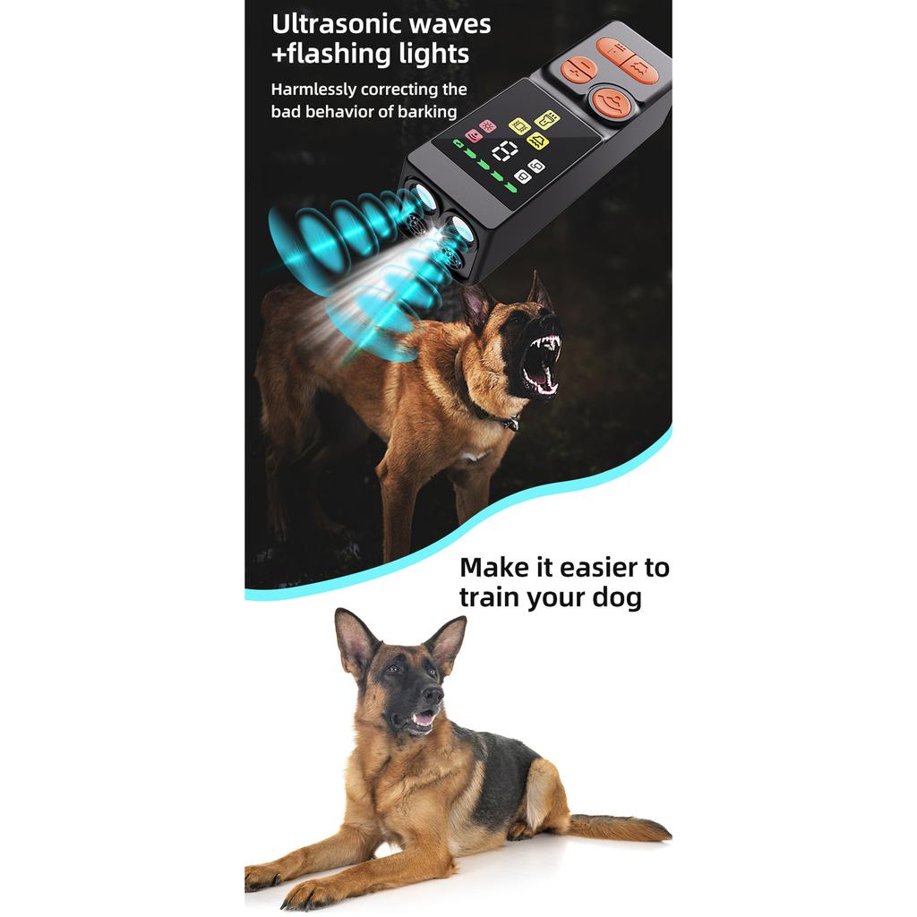 Upgraded Dog Stops Barking &scares Wild Dogs With Strobe Lights + 41kHz Sound (50ft Range).Safe,humane & Portable For Walks/outdoors