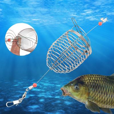 Fish Small Stainless Steel Bait Cage Basket Feeder Holder Fishing Lure Cage Fishing Accessories Carp Fishing Bait Basket