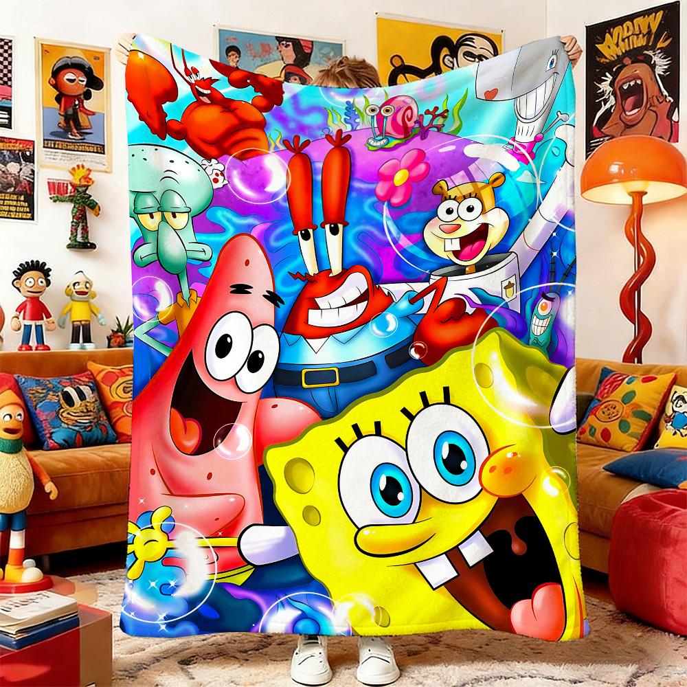 

Throw Blankets and Throws S-Sponge-Bobs Picnic Blanket Bed Bedspread the Anime Home Decoration Sofa Bedspreads & Double Baby Nap 75cmx90cm