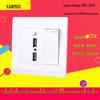 Type 86 Wall Single Pole Double Throw Switch with Dual USB Socket for Household