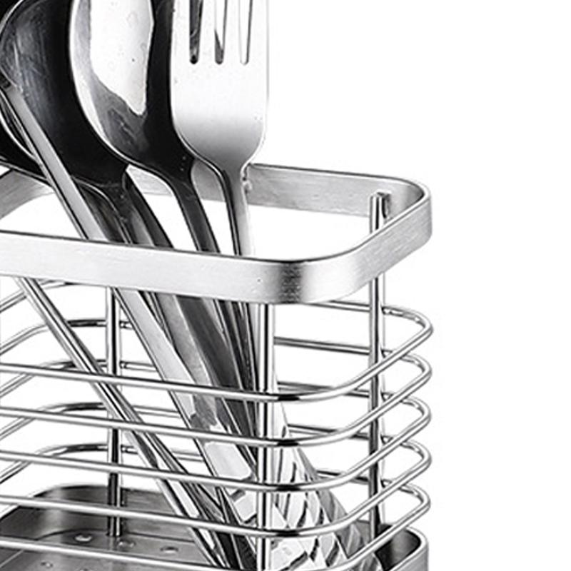 Utensil Holder Drying Rack Stainless Steel Draining Basket Wall Mount No Drilling for Kitchen