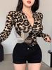 2025 Autumn Women's Leopard Print Zipper Cardigan