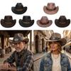 Vintage Western Cowboy Hat Faux Leather Sombrero Hat Vintage Jazz Hat  Costume Party