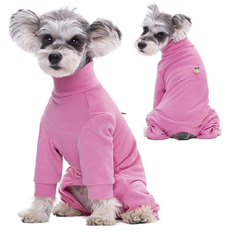 Winter Dog Clothes Pajamas for Small Dogs Soft Velvet Warm Dog Jumpsuit with Long Sleeves Windproof High Neck Puppy Undershirt