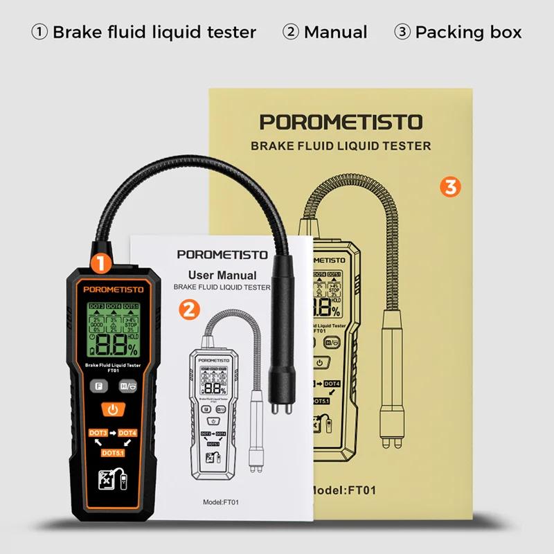 FT01 Brake Fluid Tester DOT3/DOT4/DOT5.1 Car Brake Oil Moisture Detector Backlight Flexible Probe 1.4  LCD Brake Oil Analyzer FT01