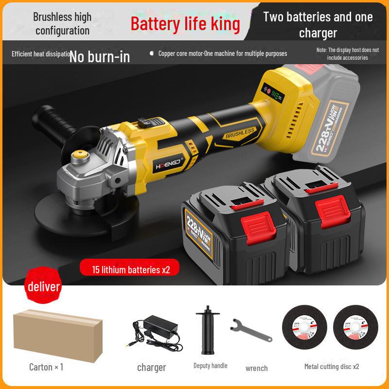 Brushless Lithium-Ion Angle Grinder with HD Display, High Power, and Long-Lasting Large Battery Capacity