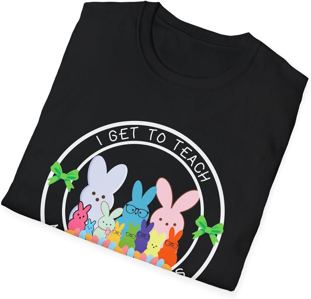 I Get to Teach My Favorite Peeps Teacher Graphic Tee Cute Easter Bunny Classroom T-Shirt