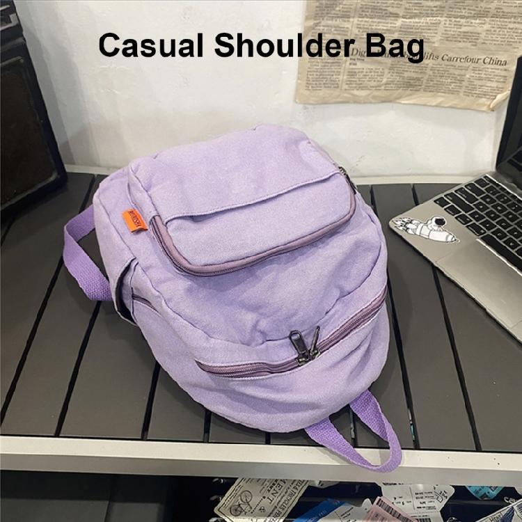 Solid Color Backpack Girl Casual Daypacks Canvas Backpack Student School Backpack Travel Backpack Aesthetic Backpack