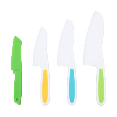 4pcs Kids Kitchen Knives Set Fruit Vegetable Cutting Serrated Safety Knives for Home Use