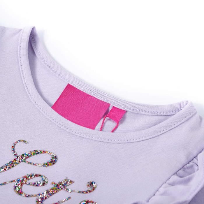 T-shirt enfants à manches longues imprimé pailleté 2 couleurs et 5 dimensions disponibles
