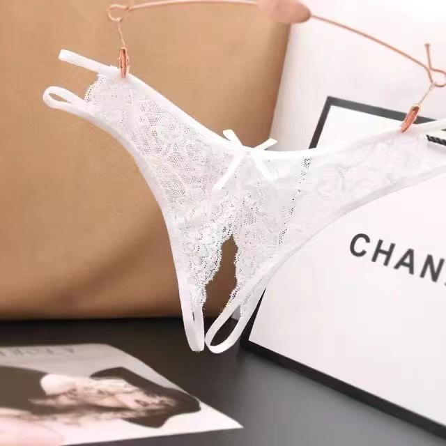 Unisex Lace Open Crotch Erotic Thong - See-through, Low-rise Underwear