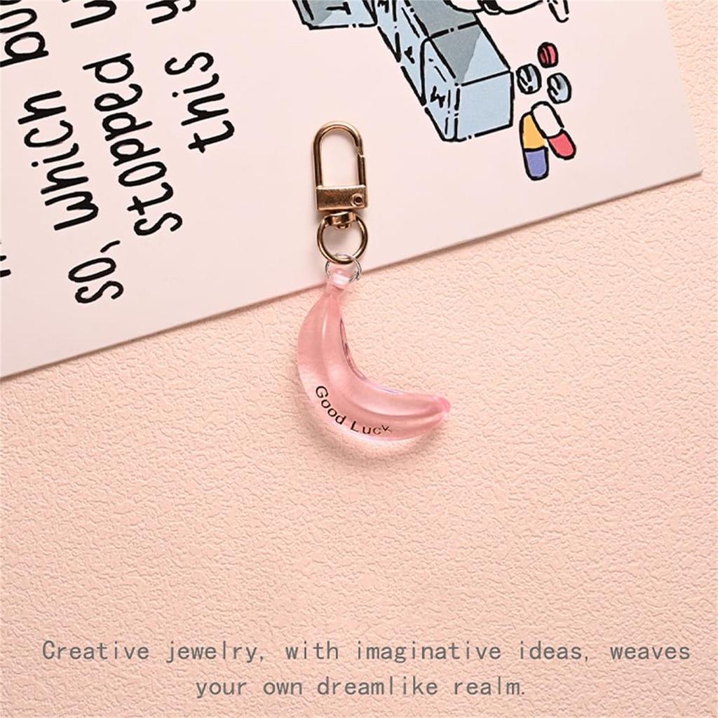 LUCK Banana Keychain Transparent Banana Keychain With Greeting Card Back To School Motivational Gift For Student