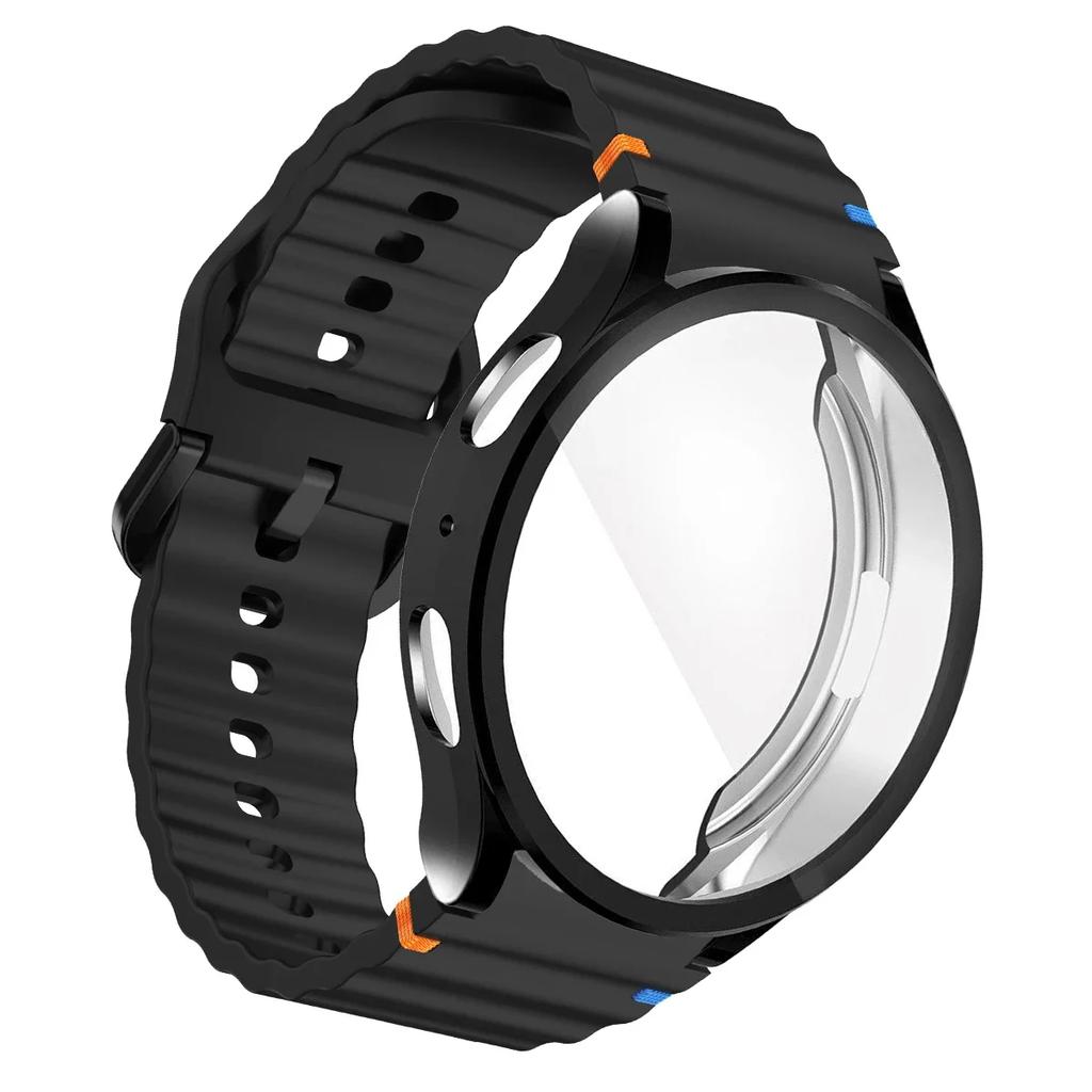 tpu Case+Strap Sports Strap for Samsung Galaxy 7 6 4 5 40mm 44MM Original Silicone Bracelet Soft TPU Case Glass Protective Cover