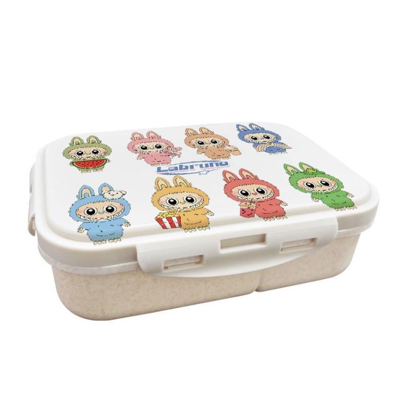 

Anime Cartoon Labubu Printed Wheat Straw Lunch Box