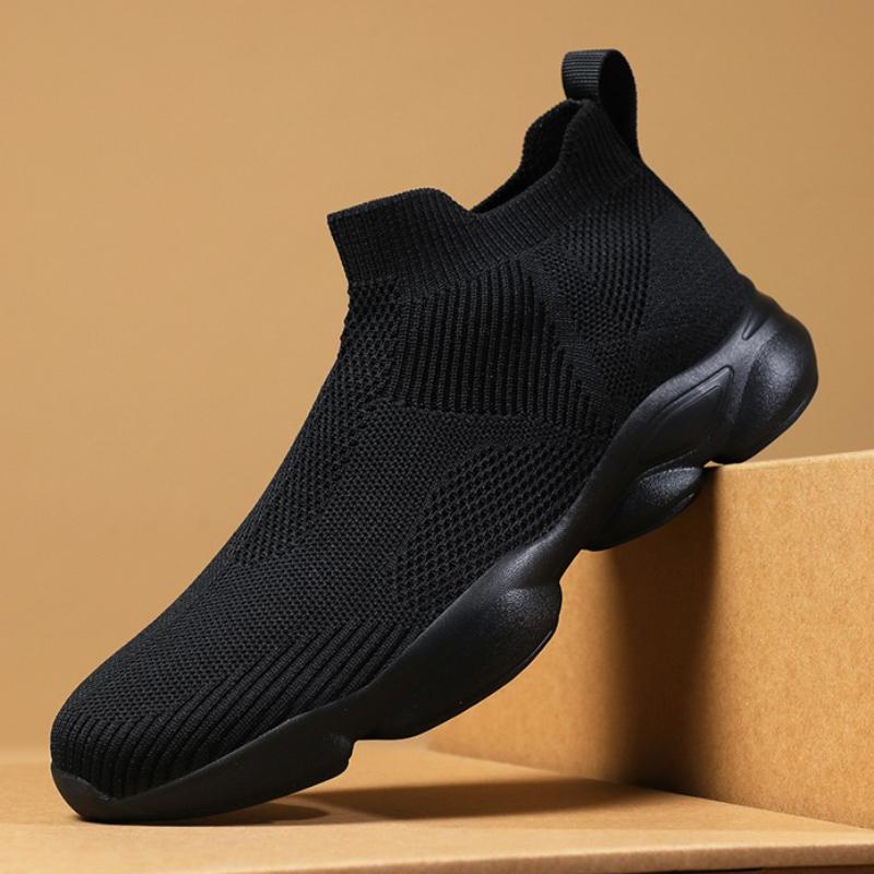 Men's Elastic Running Shoes Breathable Mesh Walking Shoes Knitted Casual Sports Shoes Lightweight Trainers