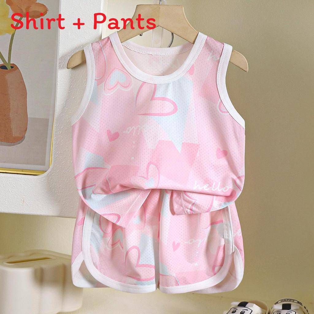 Childrens Summer Tank Top Shorts Set With Breathable Polyester Fabric For Active Kids