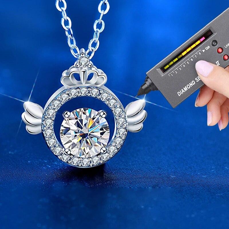 Colier Pandantiv Nou 1 Carat Moissanit Real Fin Bijuterii 100% Argint Sterling S925 Trec Testul Diamantului Cu Certificat