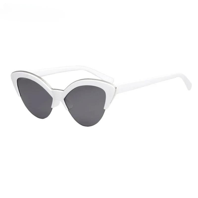 Vintage White Cat Eye Sunglasses Women Fashion Small Half Frame Eyewear Travel Sexy Sun Glasses