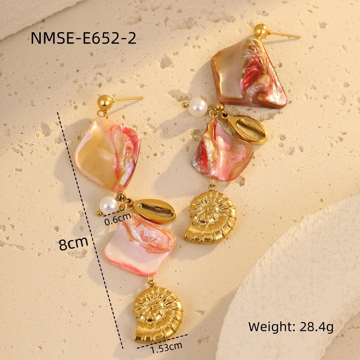 GEMCHIC Women s Bohemian Beach Style Pink Shell Tassel Stainless Steel Pearl Titanium Steel Earrings