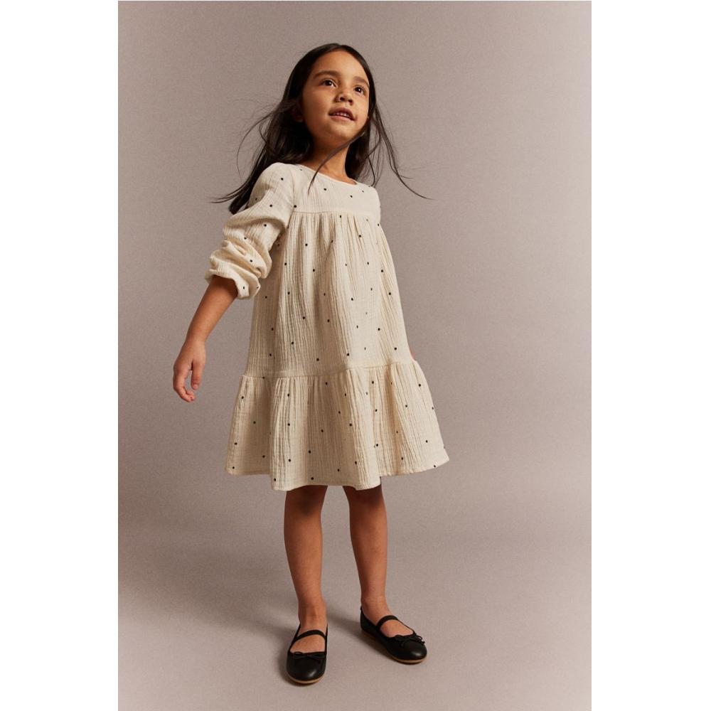 

Муслиновое платье HMA line, натуральный белый горошек