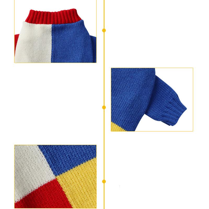 Knitted Dog Sweater Color Block Pet Pullover Warm Winter Clothing for Small Dogs Cats Cozy Soft Yarn Apparel Cold Weather Wear