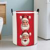 1pc Retro Santa Laundry Basket with Handle - Round Hamper Suitable for Bedrooms, Bathrooms,, Room - Space-Saving, Holiday Gift for Christmas, Birthday