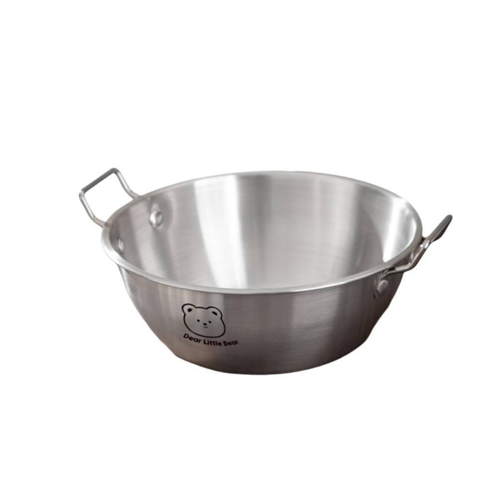 Doubel/Single Handle Korean Noodle Bowl 304 Stainless Steel Salad Bowl Seafood Rice Pot  Picnic